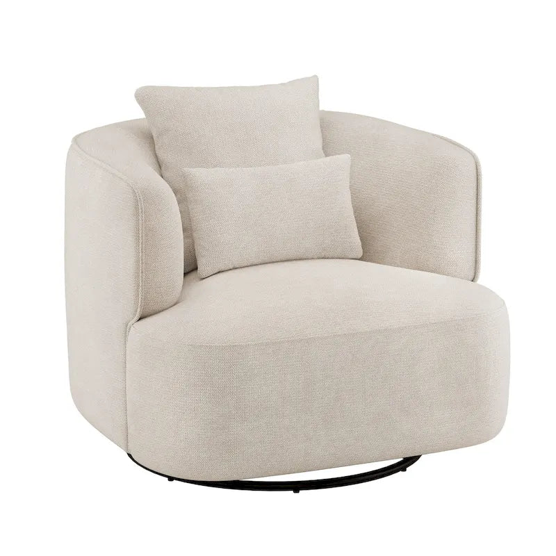 LUE BONA 2er-Set drehbarer Stoff-Akzentsessel aus Mischgewebe, moderner Fasssessel für das Wohnzimmer – 32.7 W x 32.7 D x 26.8 H