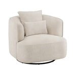 LUE BONA 2er-Set drehbarer Stoff-Akzentsessel aus Mischgewebe, moderner Fasssessel für das Wohnzimmer – 32.7 W x 32.7 D x 26.8 H