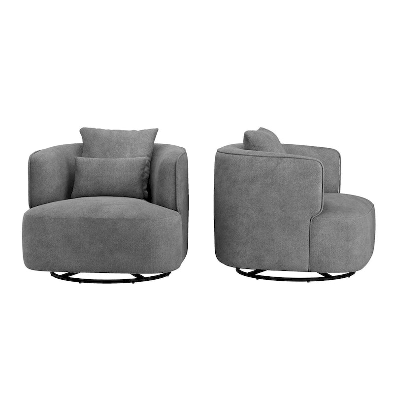LUE BONA 2er-Set drehbarer Stoff-Akzentsessel aus Mischgewebe, moderner Fasssessel für das Wohnzimmer – 32.7 W x 32.7 D x 26.8 H