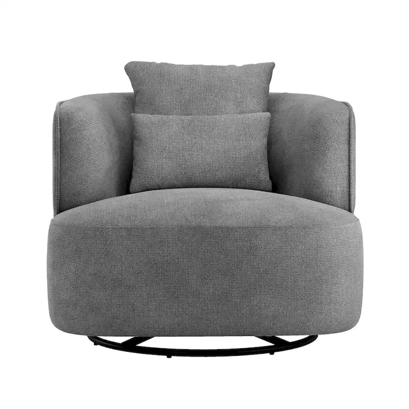 LUE BONA 2er-Set drehbarer Stoff-Akzentsessel aus Mischgewebe, moderner Fasssessel für das Wohnzimmer – 32.7 W x 32.7 D x 26.8 H