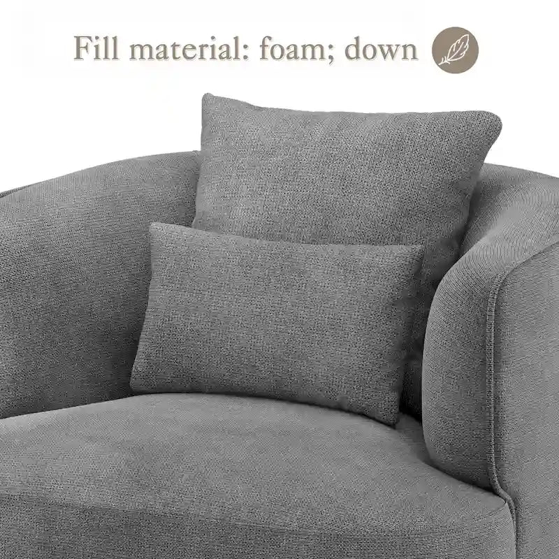LUE BONA 2er-Set drehbarer Stoff-Akzentsessel aus Mischgewebe, moderner Fasssessel für das Wohnzimmer – 32.7 W x 32.7 D x 26.8 H