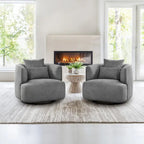 LUE BONA 2er-Set drehbarer Stoff-Akzentsessel aus Mischgewebe, moderner Fasssessel für das Wohnzimmer – 32.7 W x 32.7 D x 26.8 H
