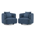 LUE BONA 2er-Set drehbarer Stoff-Akzentsessel aus Mischgewebe, moderner Fasssessel für das Wohnzimmer – 32.7 W x 32.7 D x 26.8 H