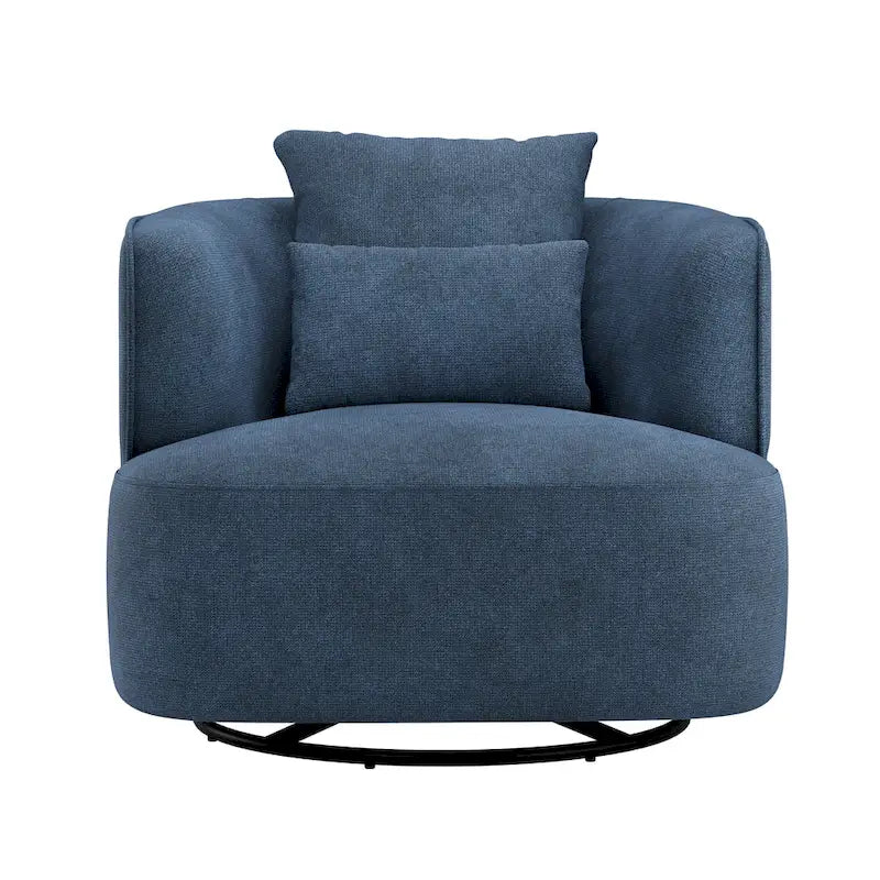 LUE BONA 2er-Set drehbarer Stoff-Akzentsessel aus Mischgewebe, moderner Fasssessel für das Wohnzimmer – 32.7 W x 32.7 D x 26.8 H