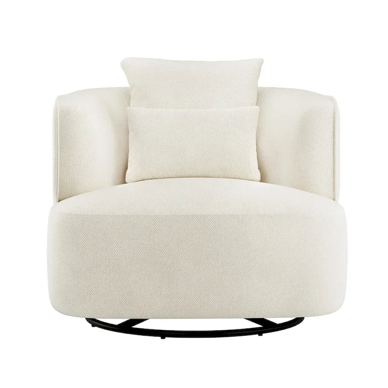 LUE BONA 2er-Set drehbarer Stoff-Akzentsessel aus Mischgewebe, moderner Fasssessel für das Wohnzimmer – 32.7 W x 32.7 D x 26.8 H