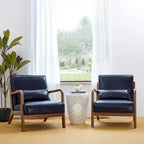 Glitzhome Set of 2 30.75H Mid-Century Modern PU Leather Accent Chairs with Cushion - 25.75W x 33.75D x 30.75H
