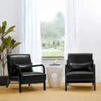 Glitzhome Set of 2 30.75H Mid-Century Modern PU Leather Accent Chairs with Cushion - 25.75W x 33.75D x 30.75H