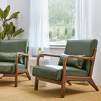 Glitzhome Set of 2 30.75H Mid-Century Modern PU Leather Accent Chairs with Cushion - 25.75W x 33.75D x 30.75H