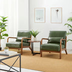 Glitzhome Set of 2 30.75H Mid-Century Modern PU Leather Accent Chairs with Cushion - 25.75W x 33.75D x 30.75H
