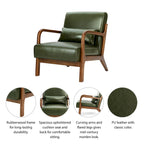 Glitzhome Set of 2 30.75H Mid-Century Modern PU Leather Accent Chairs with Cushion - 25.75W x 33.75D x 30.75H