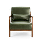 Glitzhome Set of 2 30.75H Mid-Century Modern PU Leather Accent Chairs with Cushion - 25.75W x 33.75D x 30.75H