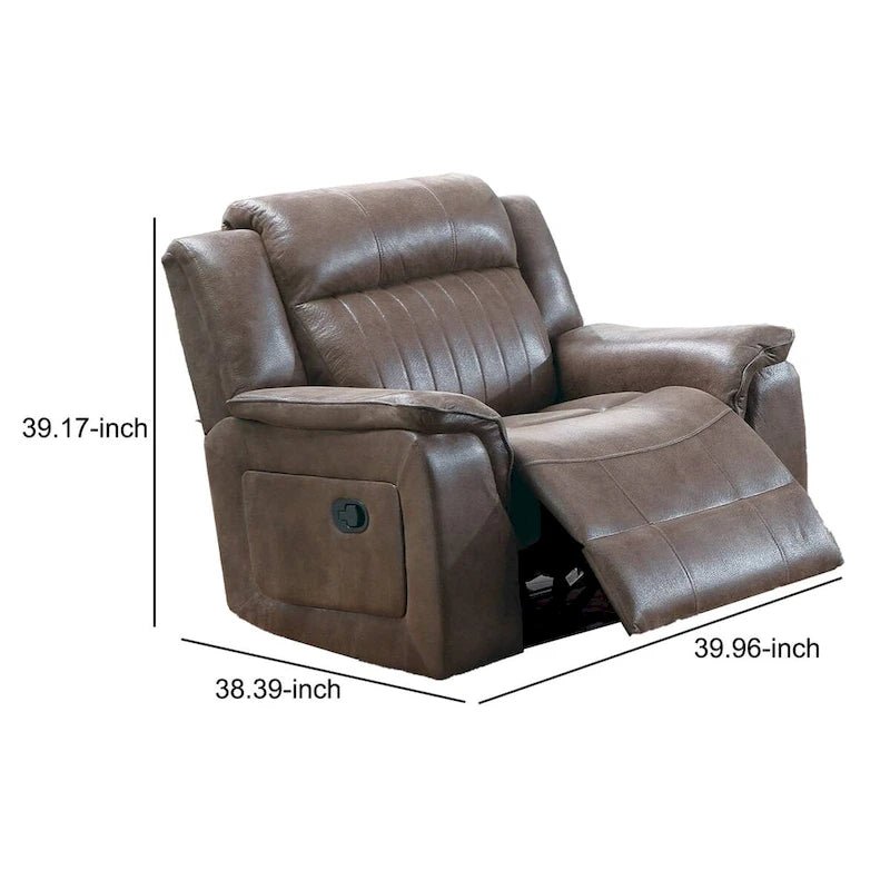 Handmatige stoffen relaxfauteuil met armleuningen met kussentop, bruin