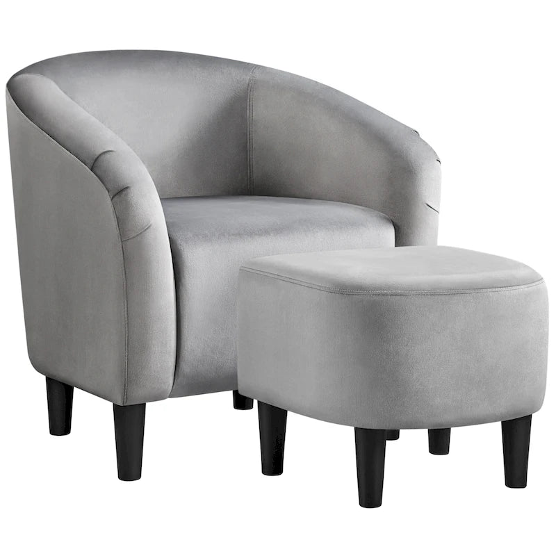 Conjunto contemporáneo de sillón decorativo de tela y otomana de Yaheetech