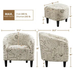 Yaheetech Contemporary Fabric Club Accent Chair and Ottoman Set