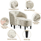 Yaheetech Contemporary Fabric Club Accent Chair and Ottoman Set