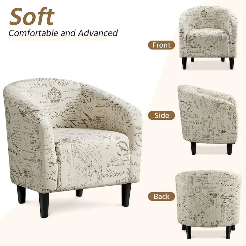 Yaheetech Contemporary Fabric Club Accent Chair and Ottoman Set