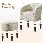 Yaheetech Contemporary Fabric Club Accent Chair and Ottoman Set