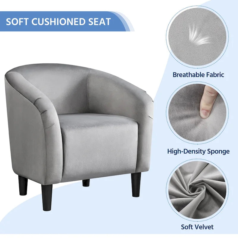 Yaheetech Contemporary Fabric Club Accent Chair and Ottoman Set