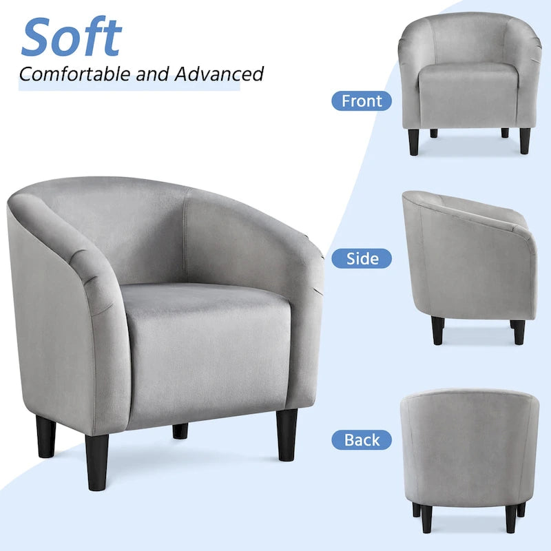 Yaheetech Contemporary Fabric Club Accent Chair and Ottoman Set