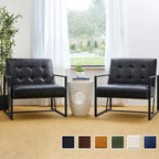 Glitzhome 29.50W Mid-Century PU Leather Tufted Accent Chair - 29.5W x 30.5H x 29.25D