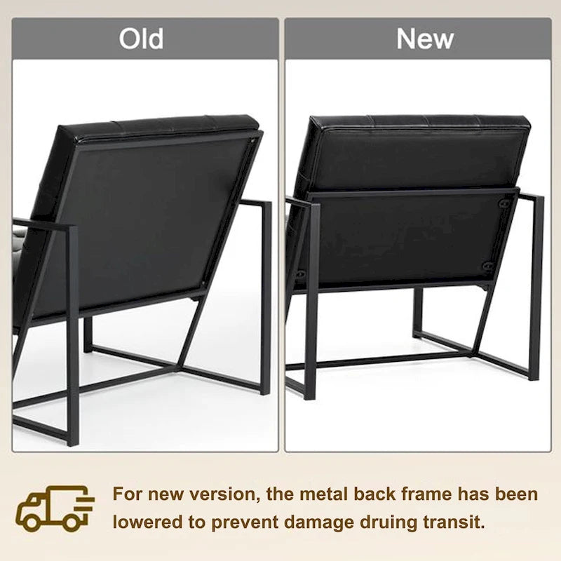 Glitzhome 29.50W Mid-Century PU Leather Tufted Accent Chair - 29.5W x 30.5H x 29.25D