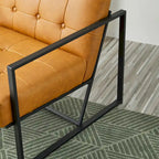Glitzhome 29.50W Mid-Century PU Leather Tufted Accent Chair - 29.5W x 30.5H x 29.25D