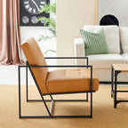 Glitzhome 29.50W Mid-Century PU Leather Tufted Accent Chair - 29.5W x 30.5H x 29.25D
