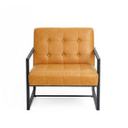 Glitzhome 29.50W Mid-Century PU Leather Tufted Accent Chair - 29.5W x 30.5H x 29.25D
