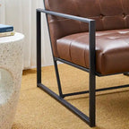 Glitzhome 29.50W Mid-Century PU Leather Tufted Accent Chair - 29.5W x 30.5H x 29.25D