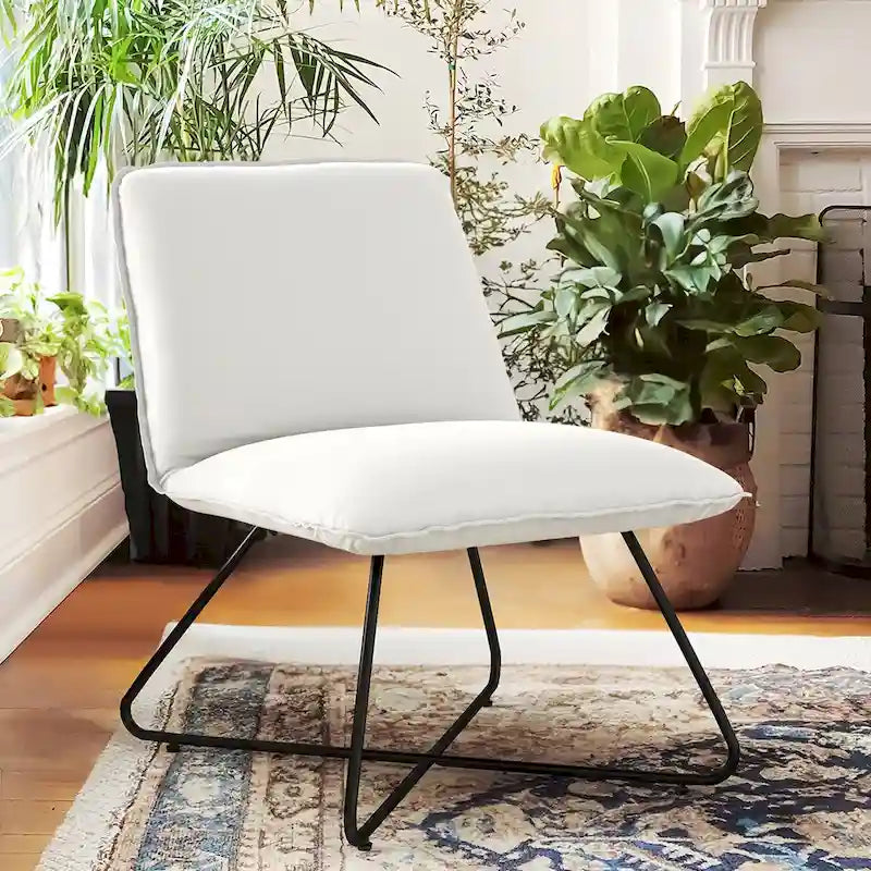 Sillón decorativo de cuero sintético de estilo moderno de mediados de siglo LUE BONA con respaldo ajustable - 31.5 H X 22.2 W X 23.6 D