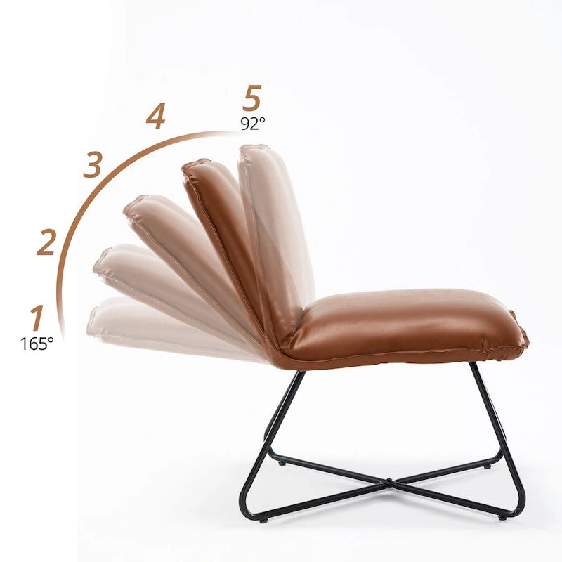 LUE BONA Mid Century Faux Leather Accent Chair With Adjustable Backrest - 31.5 H X 22.2 W X 23.6 D