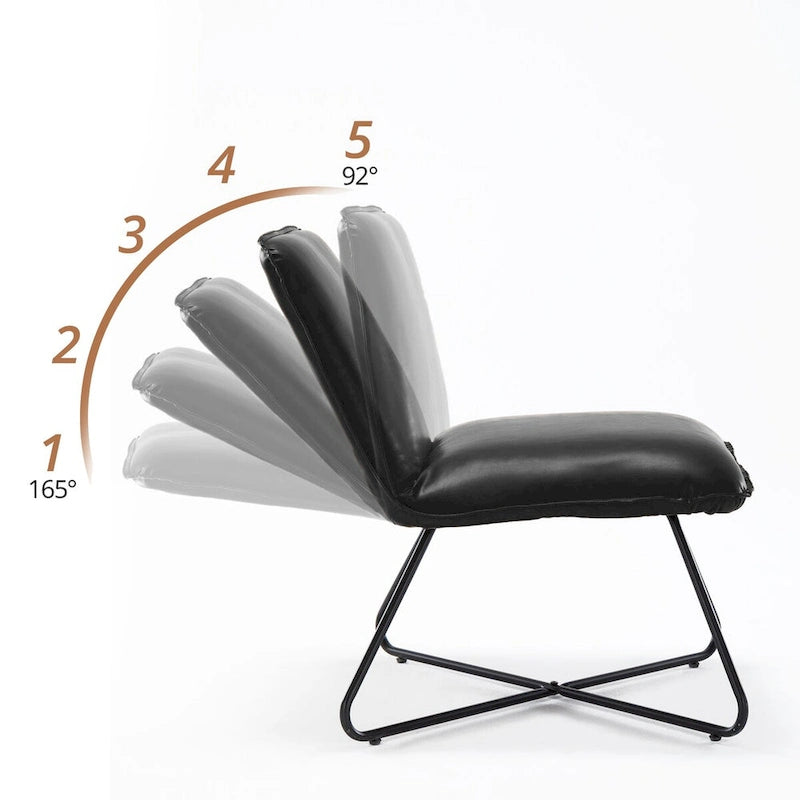 LUE BONA Mid Century Faux Leather Accent Chair With Adjustable Backrest - 31.5 H X 22.2 W X 23.6 D