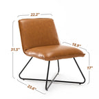 LUE BONA Mid Century Faux Leather Accent Chair With Adjustable Backrest - 31.5 H X 22.2 W X 23.6 D