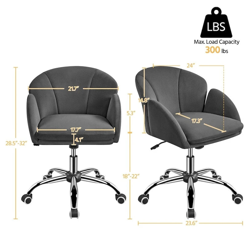 Modern Swivel Rolling Desk Chair Makeup Vanity Chair for Home Office