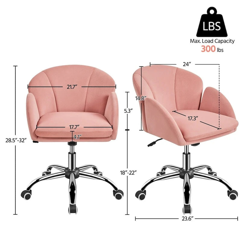 Modern Swivel Rolling Desk Chair Makeup Vanity Chair for Home Office