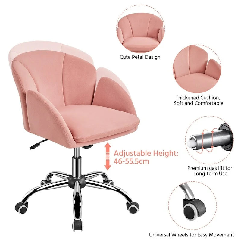 Modern Swivel Rolling Desk Chair Makeup Vanity Chair for Home Office