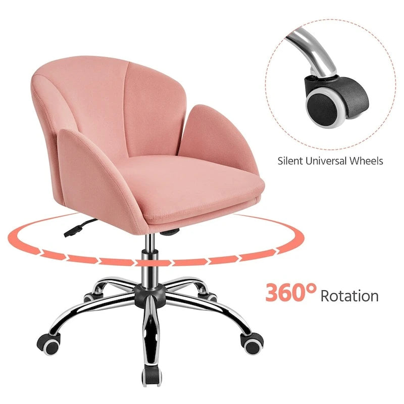 Modern Swivel Rolling Desk Chair Makeup Vanity Chair for Home Office