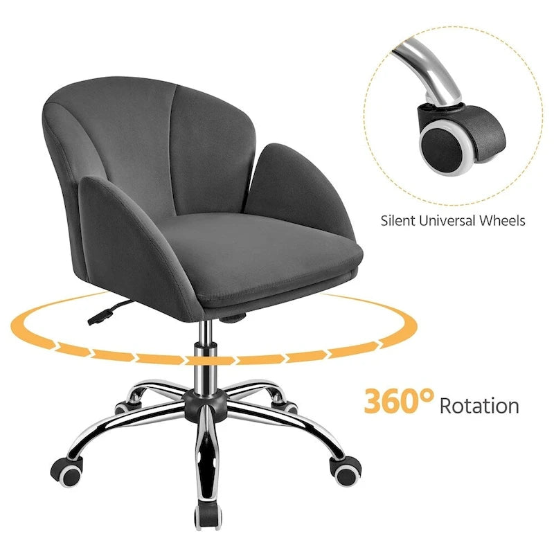 Modern Swivel Rolling Desk Chair Makeup Vanity Chair for Home Office