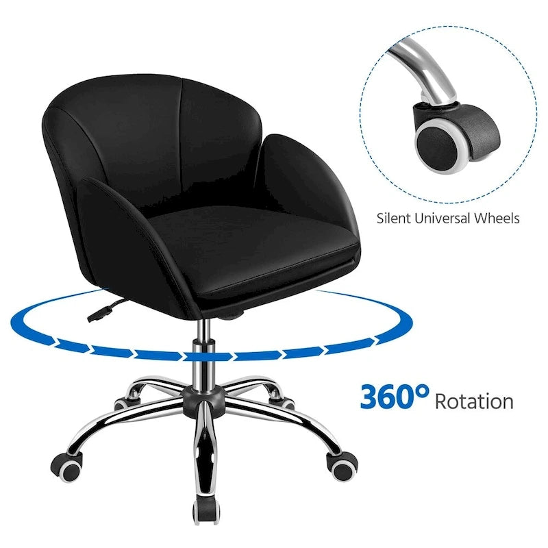 Modern Swivel Rolling Desk Chair Makeup Vanity Chair for Home Office