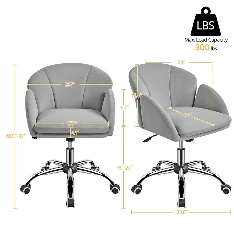 Modern Swivel Rolling Desk Chair Makeup Vanity Chair for Home Office