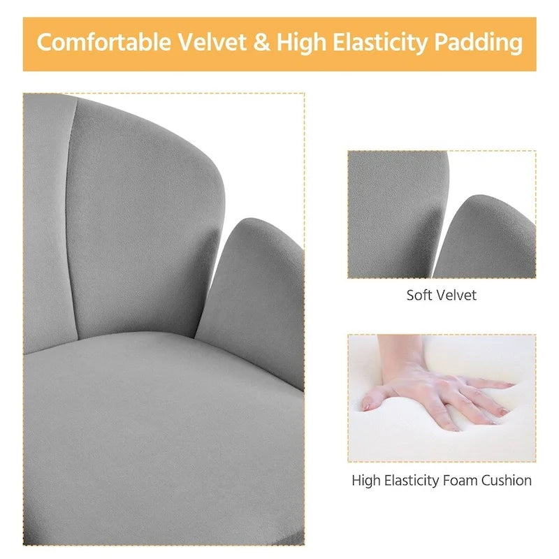 Modern Swivel Rolling Desk Chair Makeup Vanity Chair for Home Office