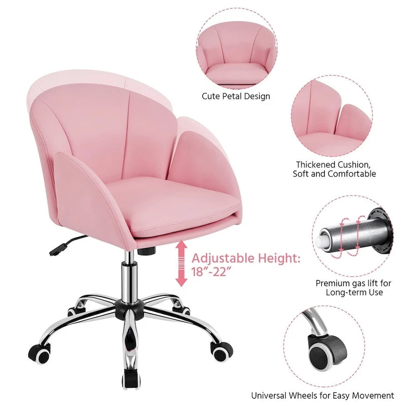 Modern Swivel Rolling Desk Chair Makeup Vanity Chair for Home Office