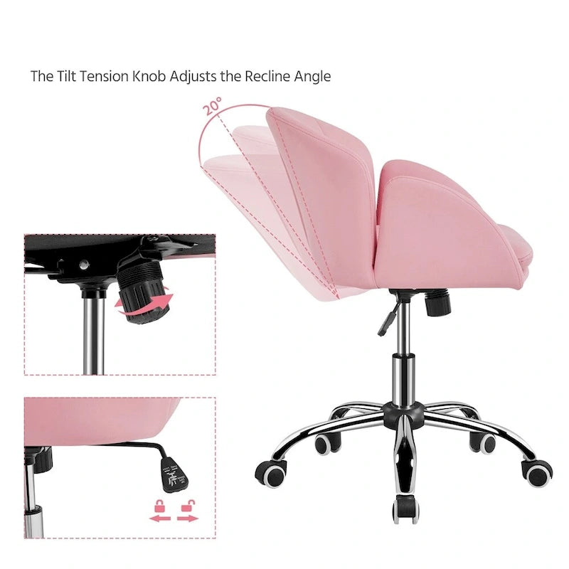 Modern Swivel Rolling Desk Chair Makeup Vanity Chair for Home Office