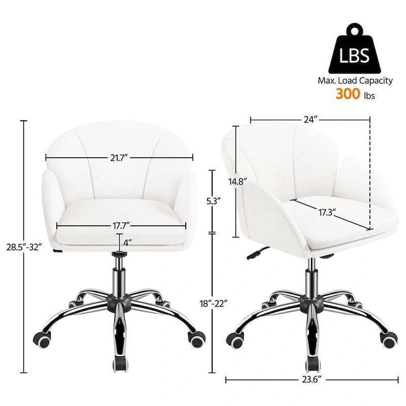 Modern Swivel Rolling Desk Chair Makeup Vanity Chair for Home Office