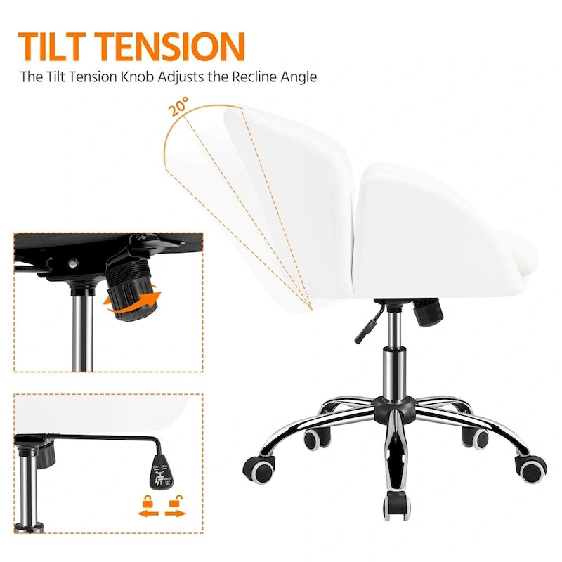 Modern Swivel Rolling Desk Chair Makeup Vanity Chair for Home Office