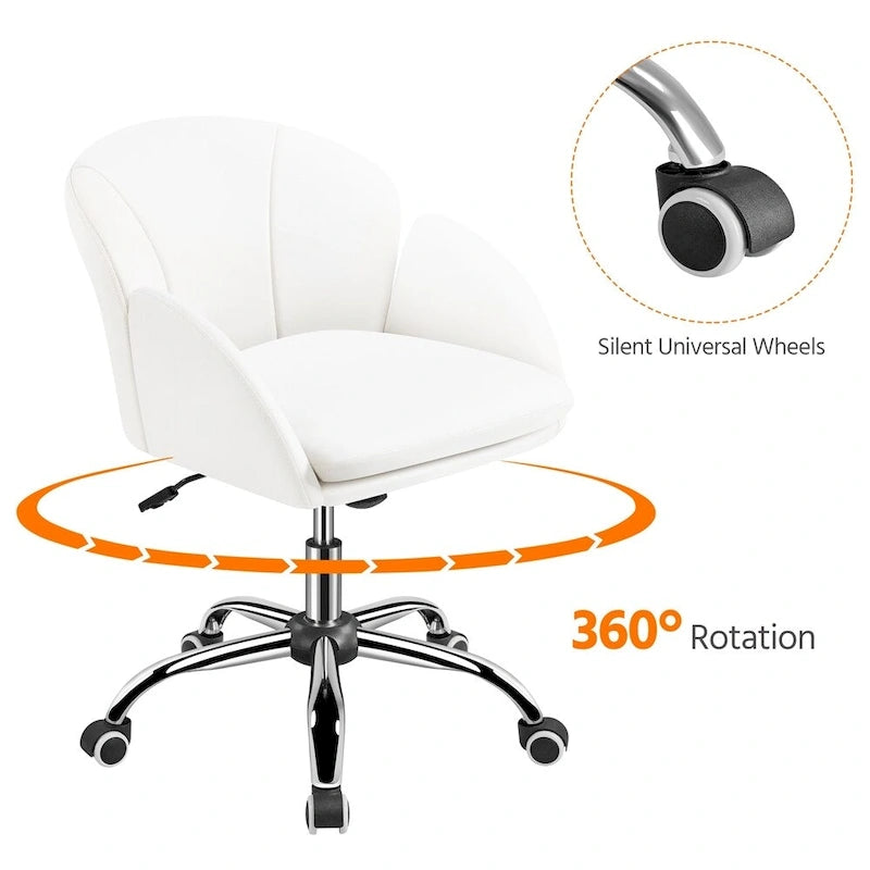 Modern Swivel Rolling Desk Chair Makeup Vanity Chair for Home Office