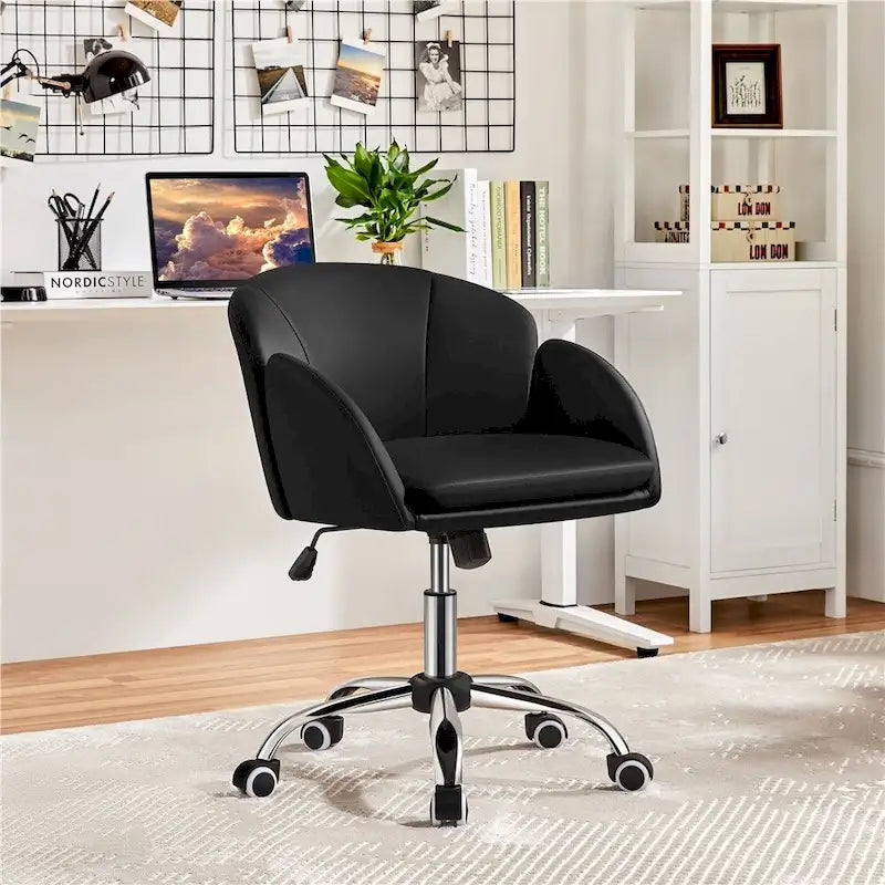 Modern Swivel Rolling Desk Chair Makeup Vanity Chair for Home Office