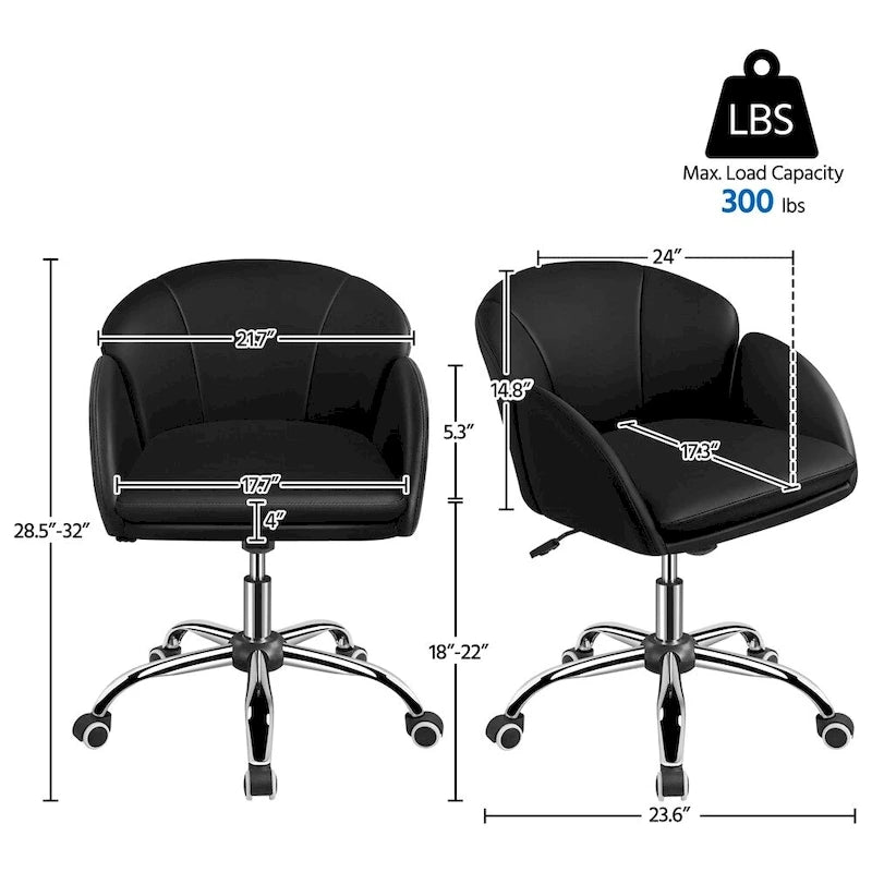 Modern Swivel Rolling Desk Chair Makeup Vanity Chair for Home Office