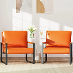 Eureka Modern Vintage Upholstered PU Leather Armchairs, Mid Century Accent Chairs with Steel Frame, Leisure Chairs (Set of 2)
