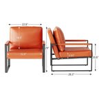 Eureka Modern Vintage Upholstered PU Leather Armchairs, Mid Century Accent Chairs with Steel Frame, Leisure Chairs (Set of 2)